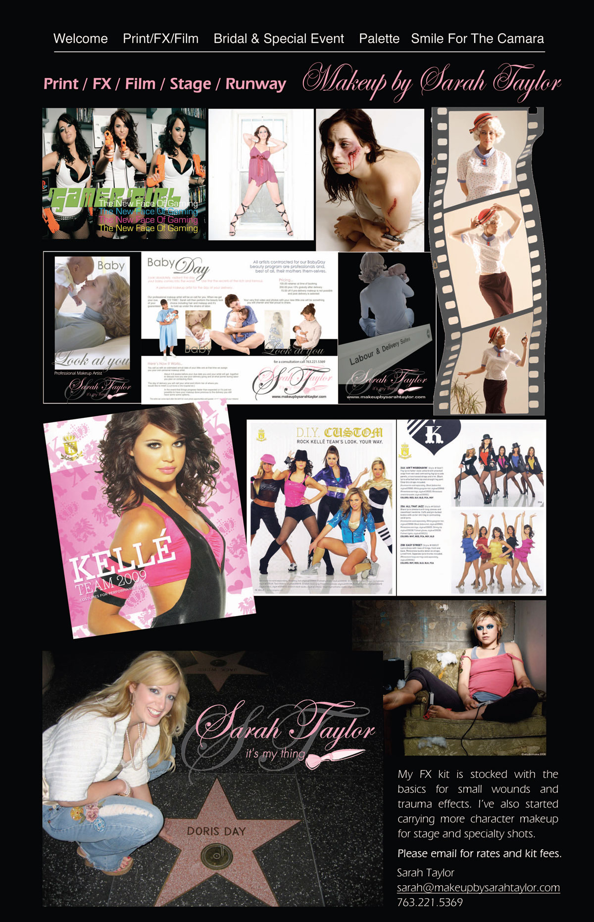 Sample page for Sarah Taylor makeup web site