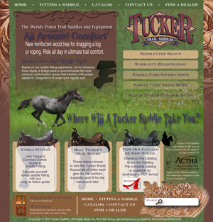 Page one of a web site designed for Tucker Saddle